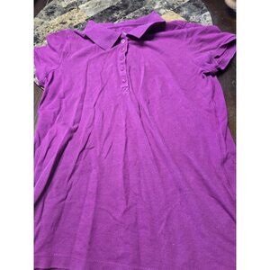 Faded Glory Purple Polo Shirt Women's Size Medium Short Sleeve